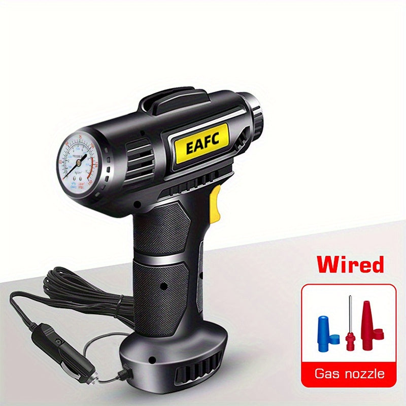 120W Portable Car Air Compressor: Inflate Your Tires With Ease - Wireless &amp; Wired Handheld Pump With LED Light