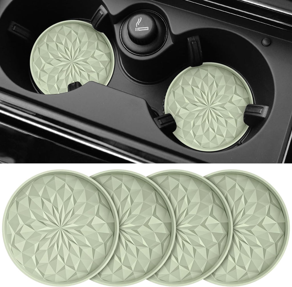 Car Cup Coaster [4 Pack] ME.FAN Silicone Car Coasters/Cup Mats - 2.75In Universal Non-Slip Recessed Car Interior Accessories - Car Cup Holder Insert Coasters Desert Sage