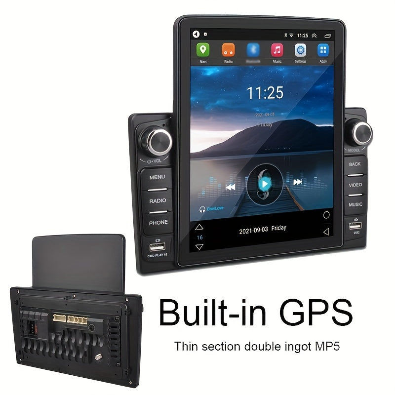 9.5'' Vertical TFT HD TouchScreen Double Din Car Radio Android 10.1 (2+32G) -in GPS/WIFI/BT DVR Multi-languaClock Display USB / SD / FM