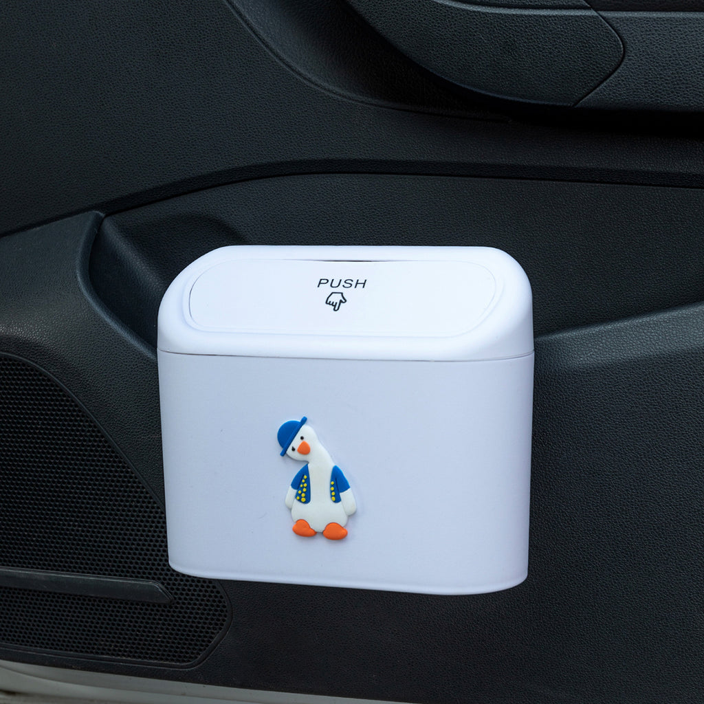 Cute Cartoon Car Trash Can With Flip-top Lid - Keep Your Car Clean And Tidy!