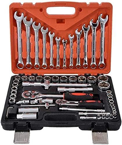 ZSEFV 61 pcs/Set Socket Wrench Set Spanner Car Machine Repair Service Tools Kit with Heavy Duty Ratchet Hardware Tool Kits Hand Tools