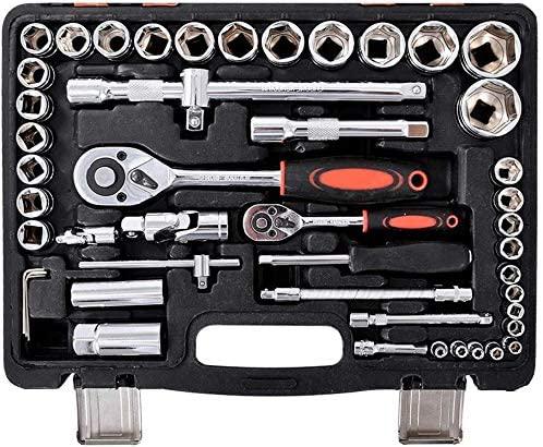 ZSEFV 61 pcs/Set Socket Wrench Set Spanner Car Machine Repair Service Tools Kit with Heavy Duty Ratchet Hardware Tool Kits Hand Tools