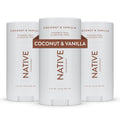 Native Deodorant | Natural Deodorant for Women and Men, Aluminum Free with Baking Soda, Probiotics, Coconut Oil and Shea Butter | Coconut &amp; Vanilla - Pack of 3