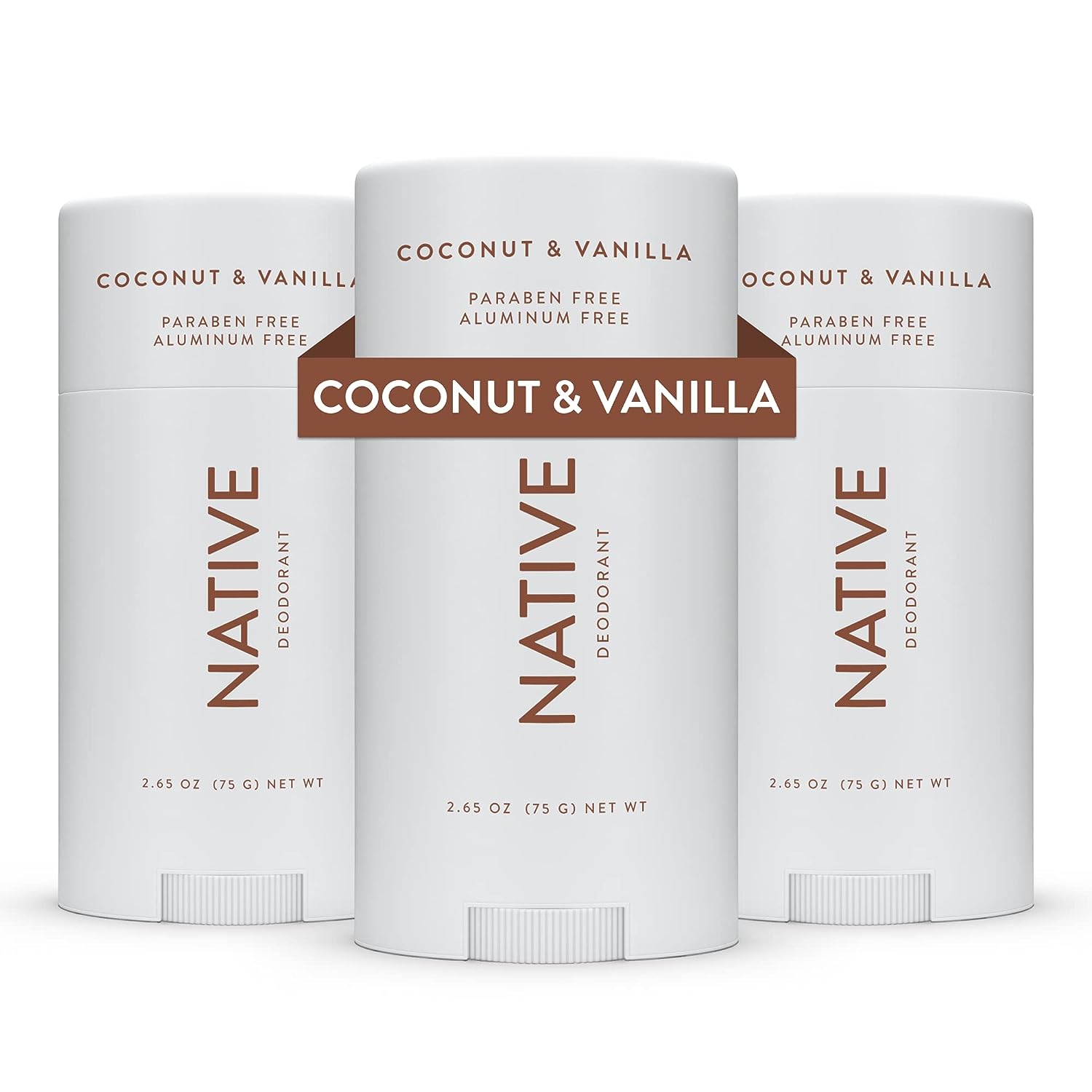 Native Deodorant | Natural Deodorant for Women and Men, Aluminum Free with Baking Soda, Probiotics, Coconut Oil and Shea Butter | Coconut &amp; Vanilla - Pack of 3