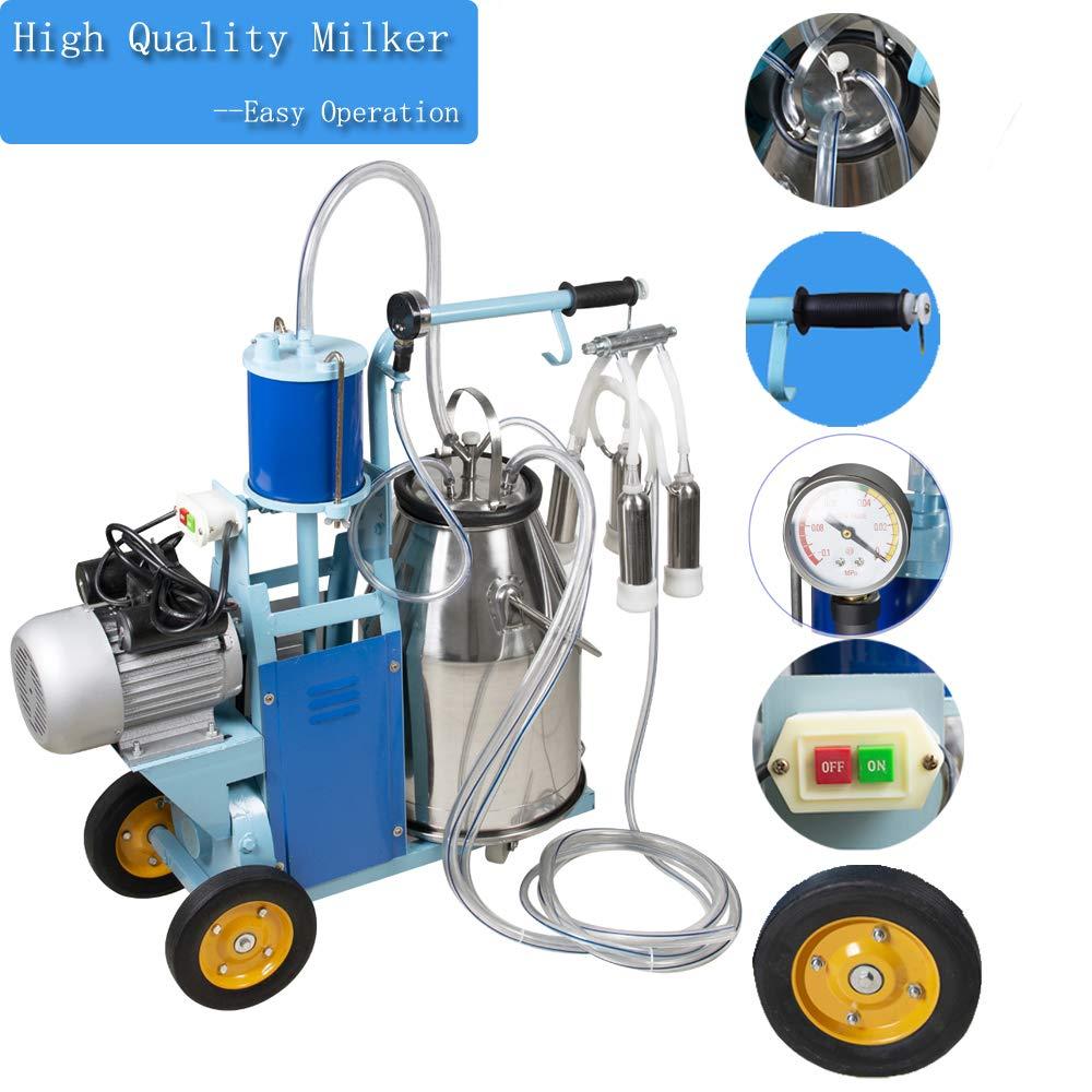 25L Electric MilMachine Milker for Cows Goats Sheep with  Steel Bucket Portable MilMachine for Ewe Farm Suction Milk Machine 6.6Gallon 110V(3-7Days Fast Delivery)