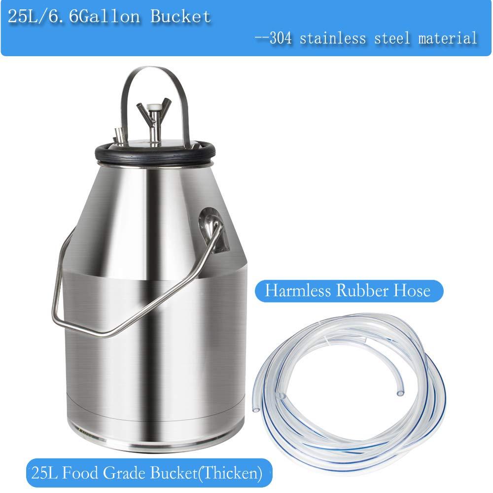 25L Electric MilMachine Milker for Cows Goats Sheep with  Steel Bucket Portable MilMachine for Ewe Farm Suction Milk Machine 6.6Gallon 110V(3-7Days Fast Delivery)
