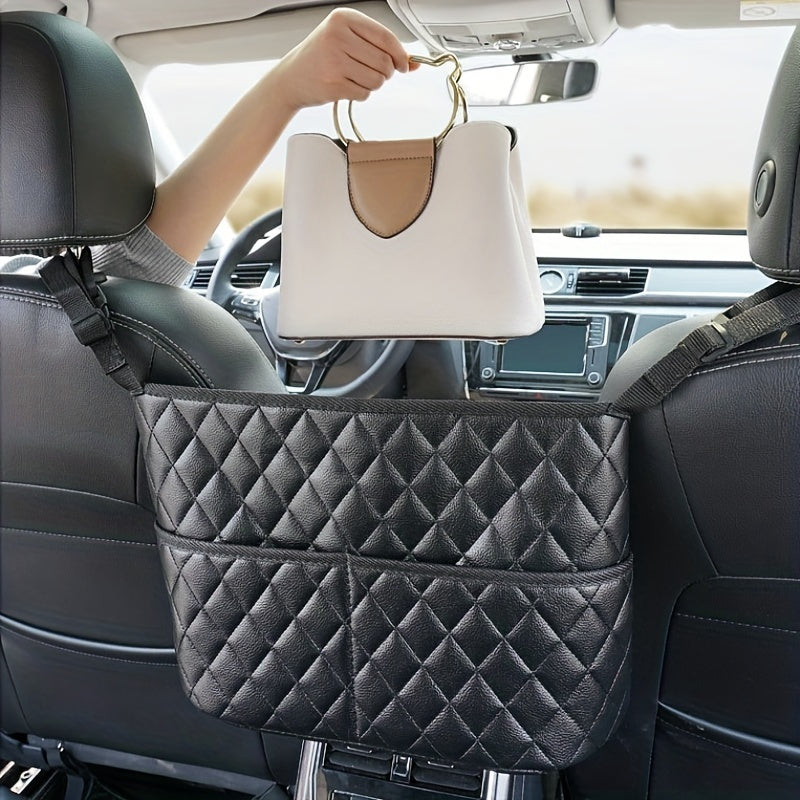 Organize Your Car With This Stylish PU Leather Handbag Holder - Keep Your Belongings Secure And Within Reach!
