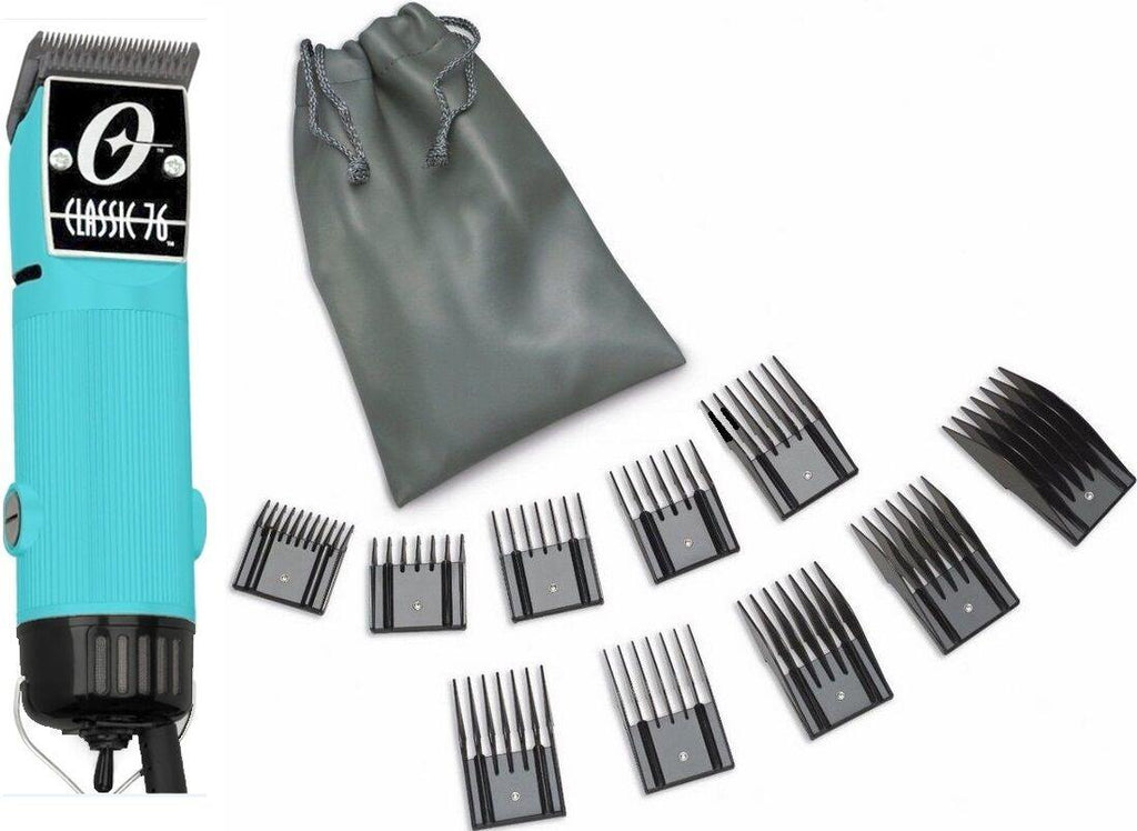 Oster Classic 76 Aqua Light Blue Limited Edition Hair Clipper 10 PC Comb Set