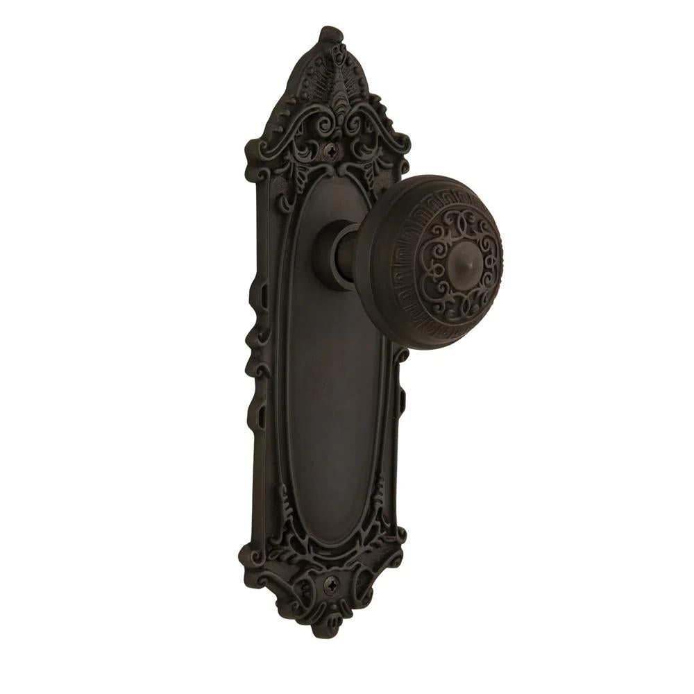 Victorian Plate 2-3/4 in. Backset Oil-Rubbed Bronze Egg and Dart Door Knob