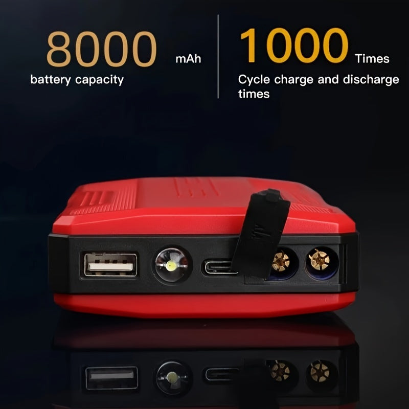 Car Jump Starter, Battery Power Bank For 8000mah Portable Emergency Booster, 12V Auto Starting Device Petrol Diesel Car Starter, 1pc, 2 Colors