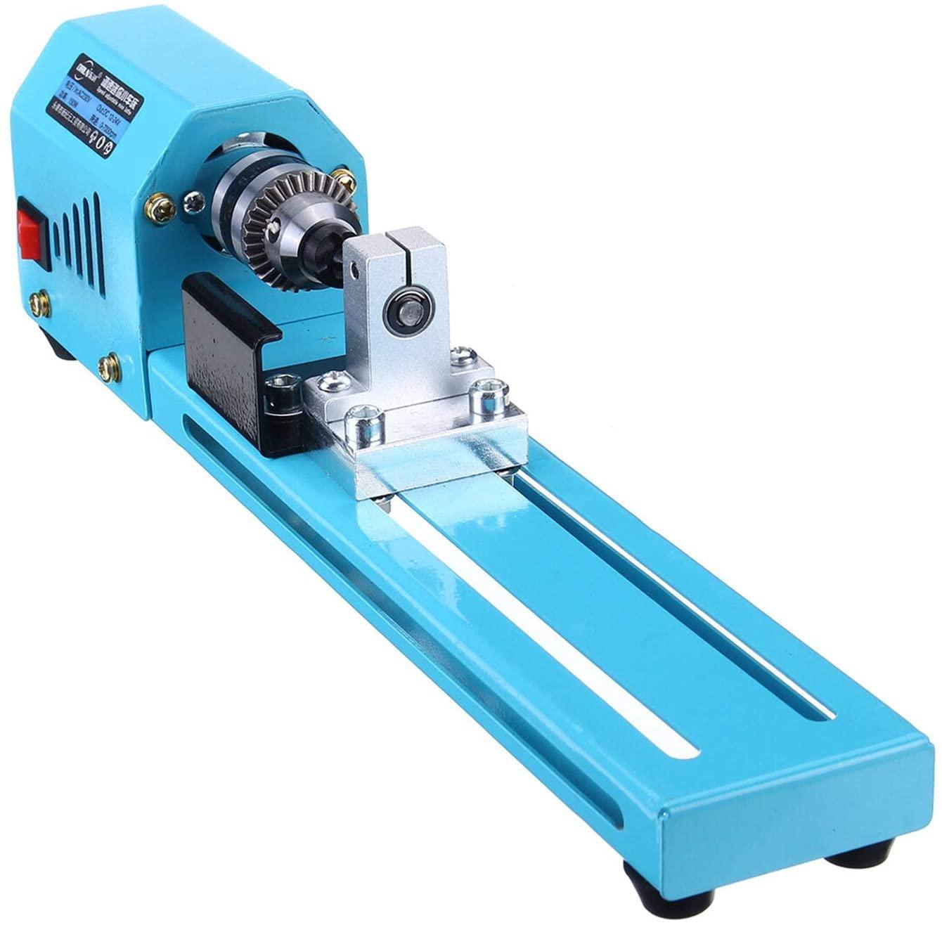 Portable Mini Lathe, 69pcs 150w 12v-24v Mini LaDIY WoodworLaGrinding and Polishing Drill Bit Rotating Tool Hand Operated Tools (Color : Blue)