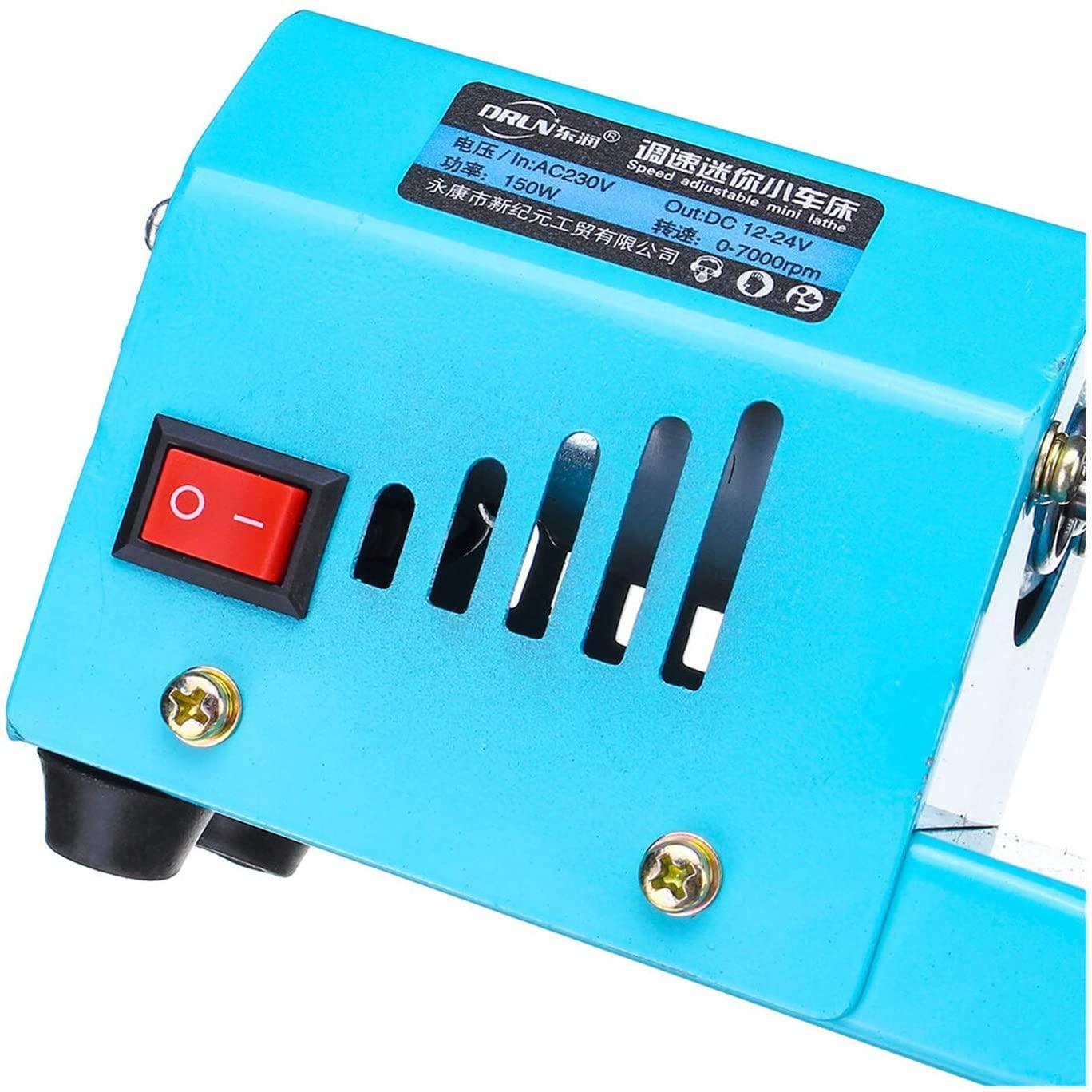 Portable Mini Lathe, 69pcs 150w 12v-24v Mini LaDIY WoodworLaGrinding and Polishing Drill Bit Rotating Tool Hand Operated Tools (Color : Blue)