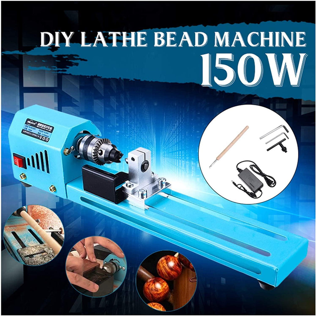 Portable Mini Lathe, 69pcs 150w 12v-24v Mini LaDIY WoodworLaGrinding and Polishing Drill Bit Rotating Tool Hand Operated Tools (Color : Blue)