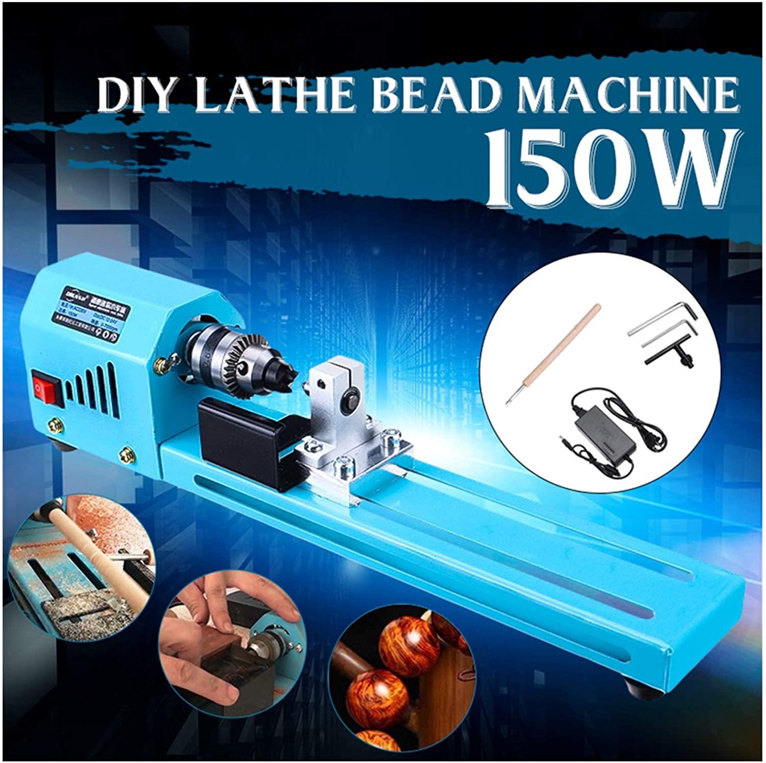 Portable Mini Lathe, 69pcs 150w 12v-24v Mini LaDIY WoodworLaGrinding and Polishing Drill Bit Rotating Tool Hand Operated Tools (Color : Blue)