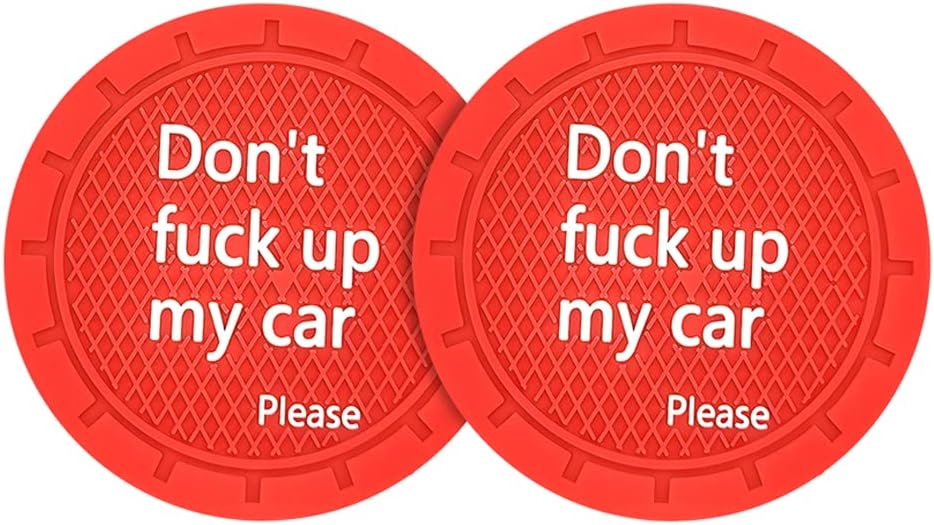 8sanlione 2 Pack Car Cup Holder Coasters, 2.75 Inch Non-Slip PVC Insert Cup Coaster, Anti-Scratch Auto Cup Mats for Women Men, Vehicle Interior Accessories Universal for Car, SUV, Truck (D Red/2PCS)