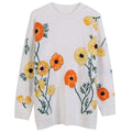 white floral loose sweater