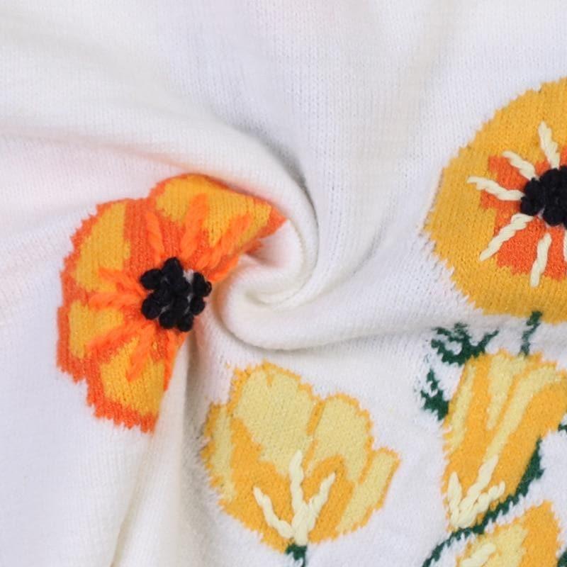 white floral loose sweater