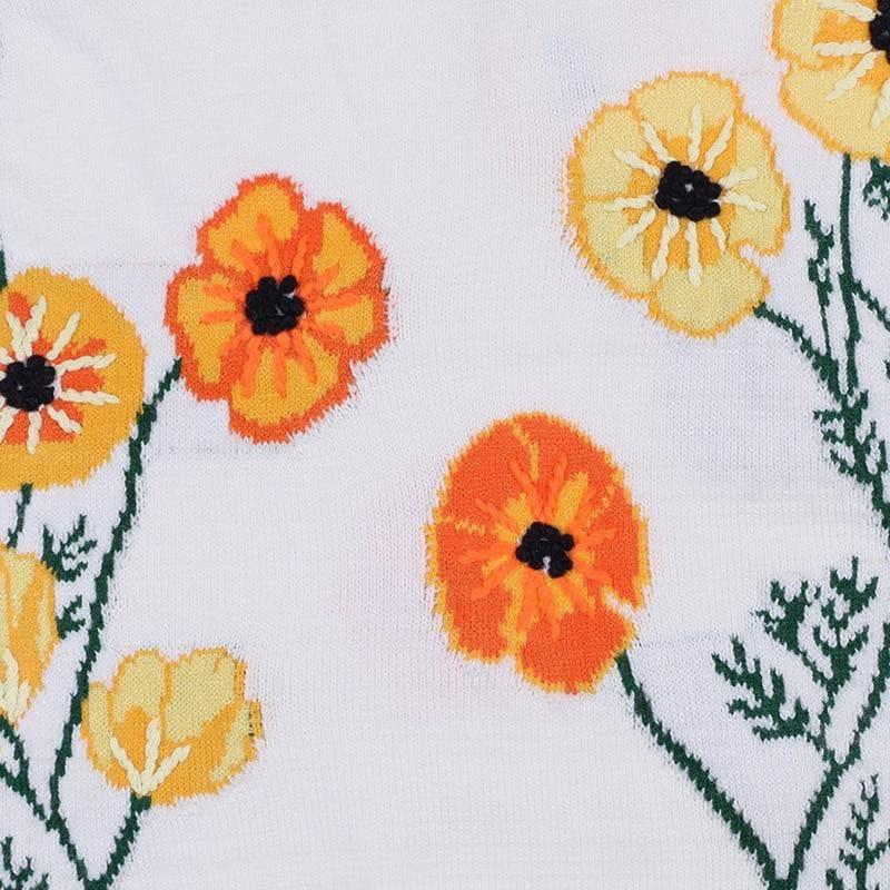 white floral loose sweater