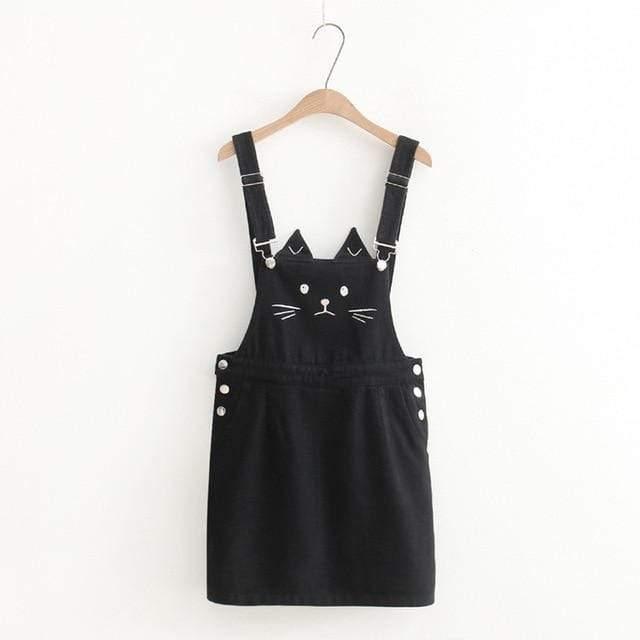 cat embroidery overall skirt