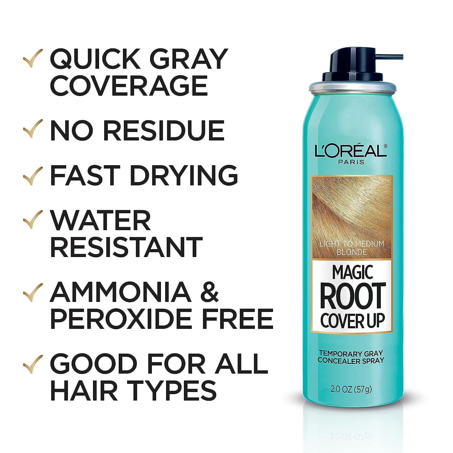 L'Oreal Paris Magic Root Cover Up Gray Concealer Spray Light to Medium Blonde 2 oz.(Packaging May Vary)
