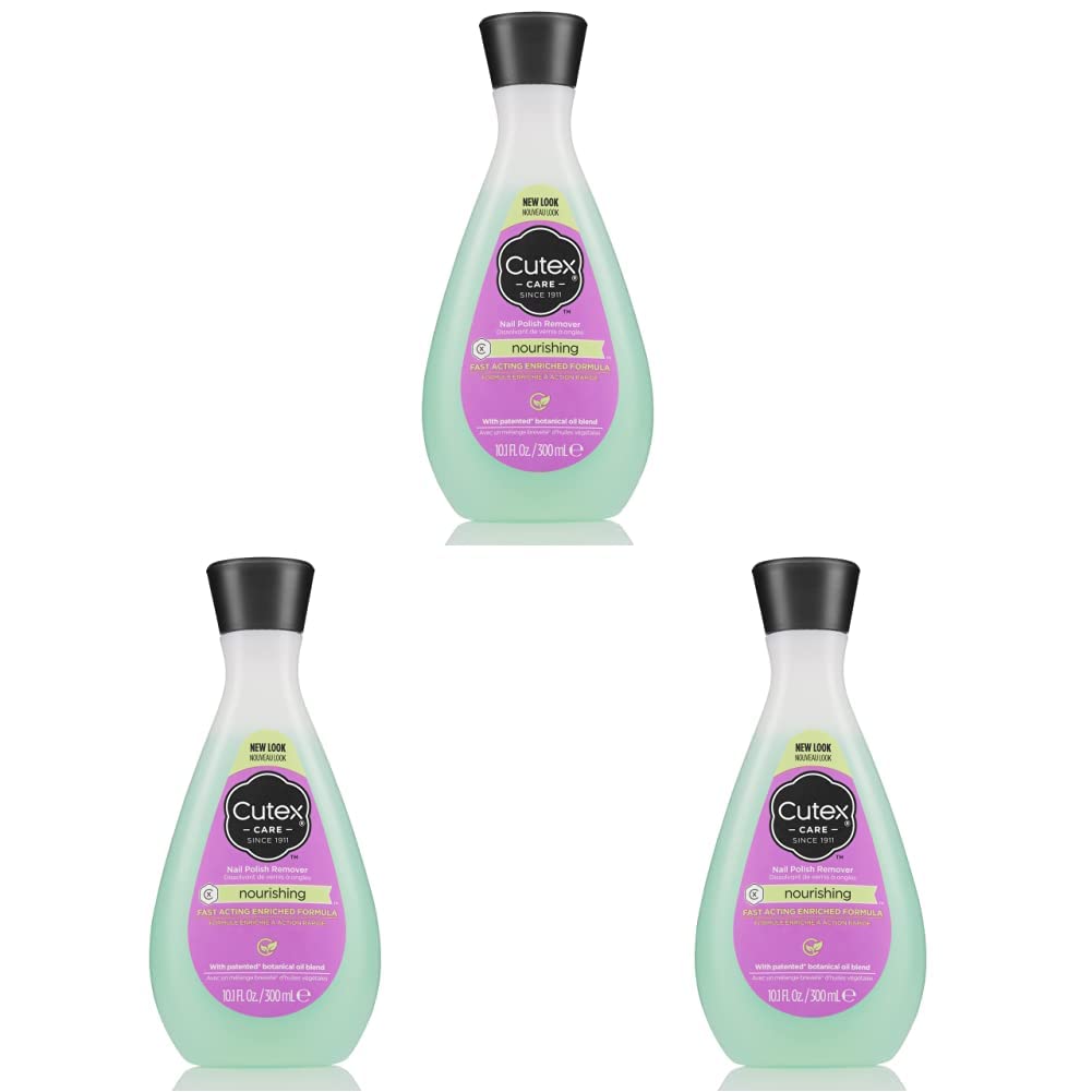 Gel Nail Polish Remover by Cutex, Ultra-Powerful &amp; Removes Glitter and Dark Colored Paints, Paraben Free, 6.76 Fl Oz (Pack of 3)