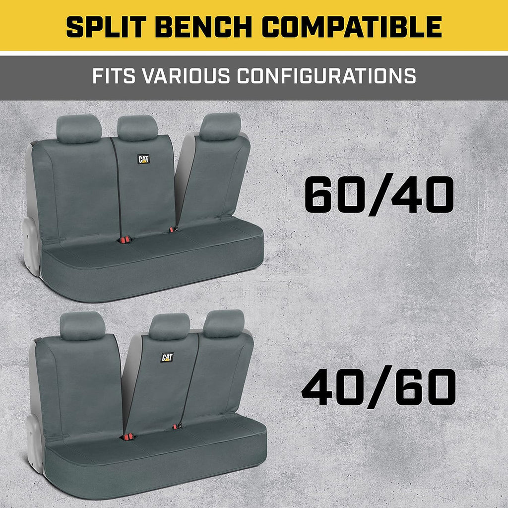 CatFlexfit Back Seat Cover for Cars Trucks SUV, Zipper Split Rear Bench Protector with Durable Canvas Material, Interior Cover in Gray