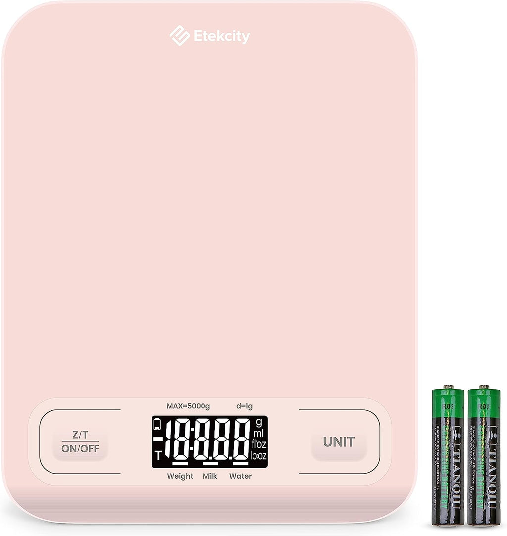 Etekcity Food Kitchen Scale, Digital Grams and Ounces for Weight Loss, Baking, Cooking, Keto and Meal Prep, LCD Display, Medium, Pink