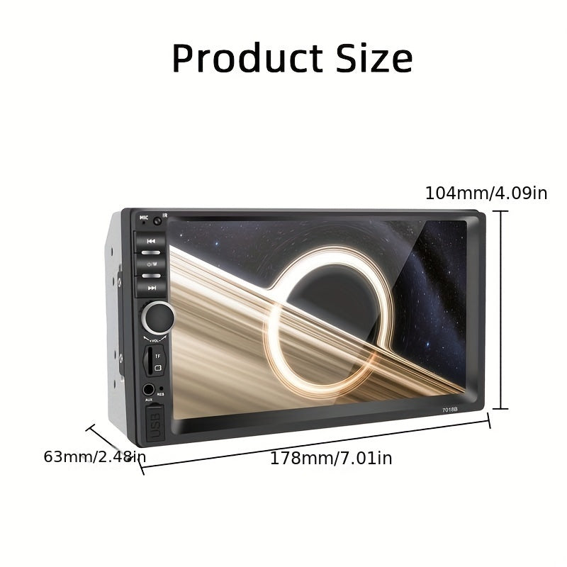 Car Audio System With This 7-inch Dual Spindle Universal LCD Touch Screen Stereo Radio Includes Rear View Camera USB/AUX/FM Remote Control MP4 Player