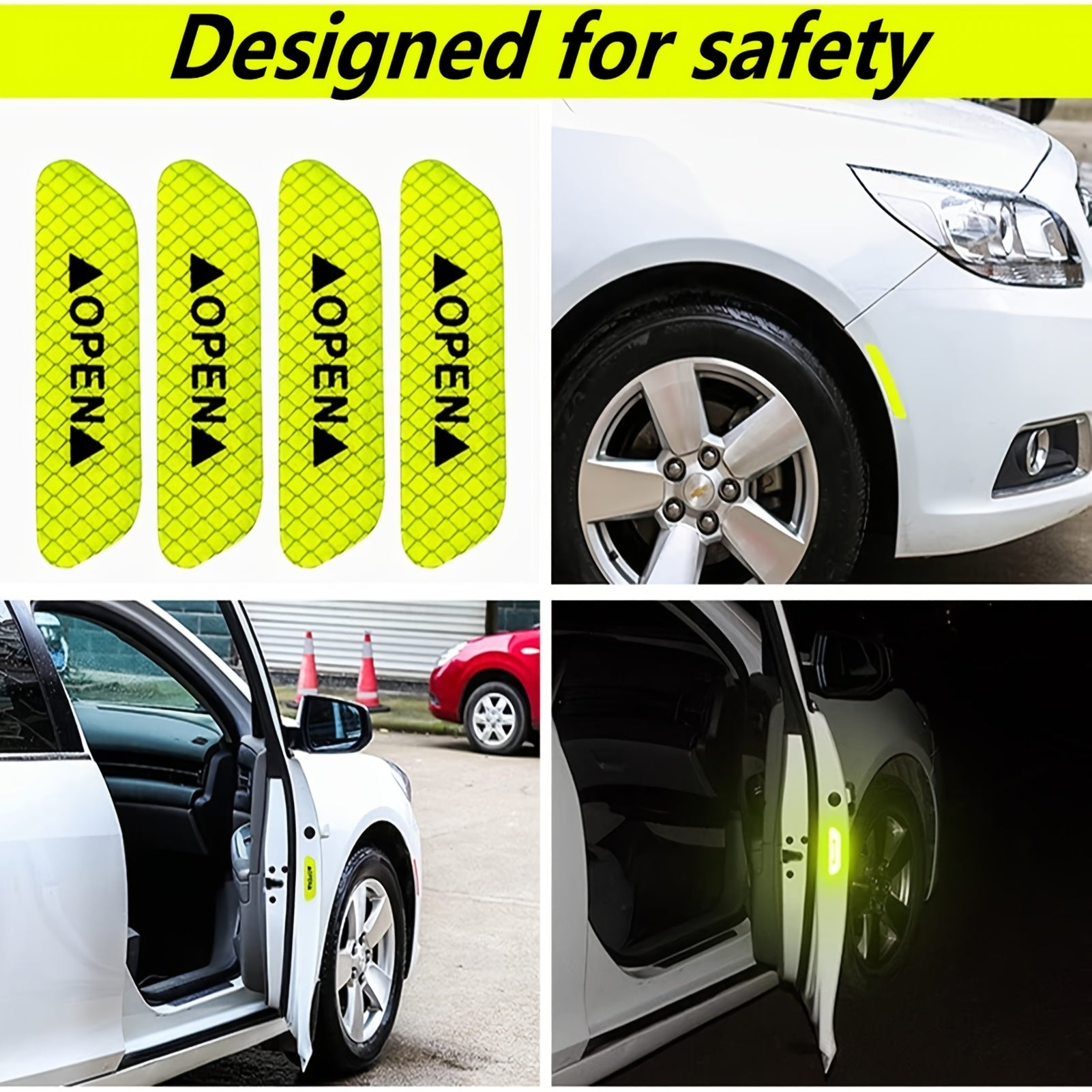 Boost Your Car's Safety &amp; Visibility With 4PCS Reflective Stickers!