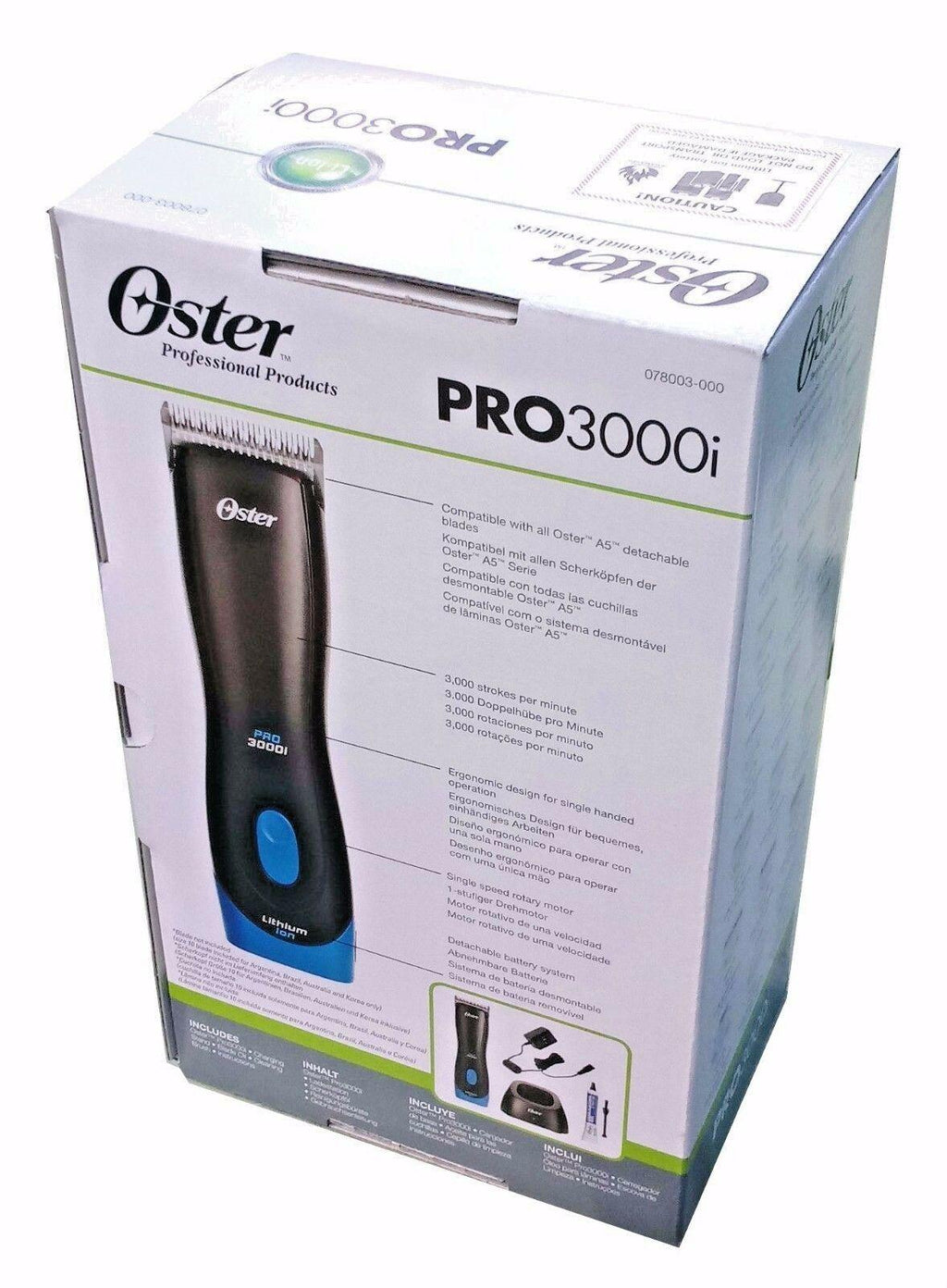 Oster Professional PRO3000i Cordless Clipper Li+Ion Lithium 078003-000