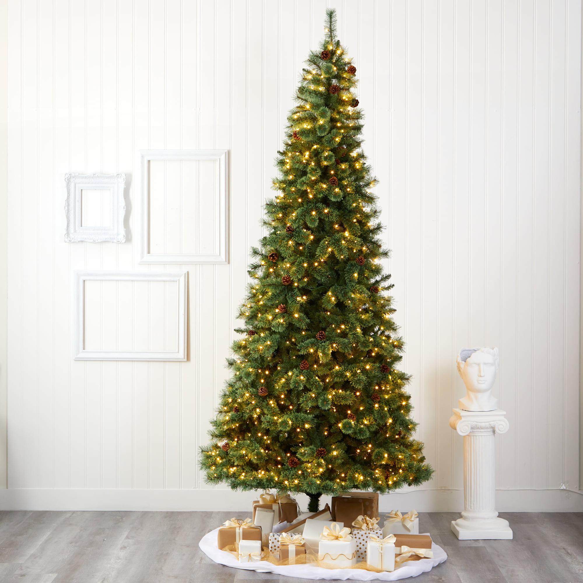 Nearly Natural 10' Green Pine Artificial Christmas Tree Prelit 850 Clear LED Lights