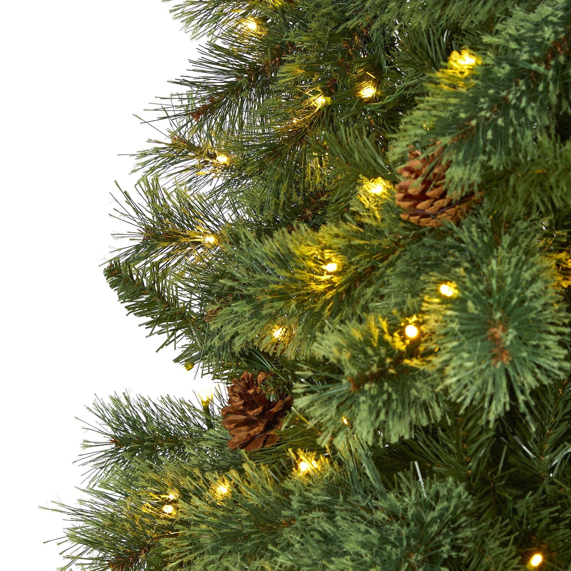 Nearly Natural 10' Green Pine Artificial Christmas Tree Prelit 850 Clear LED Lights