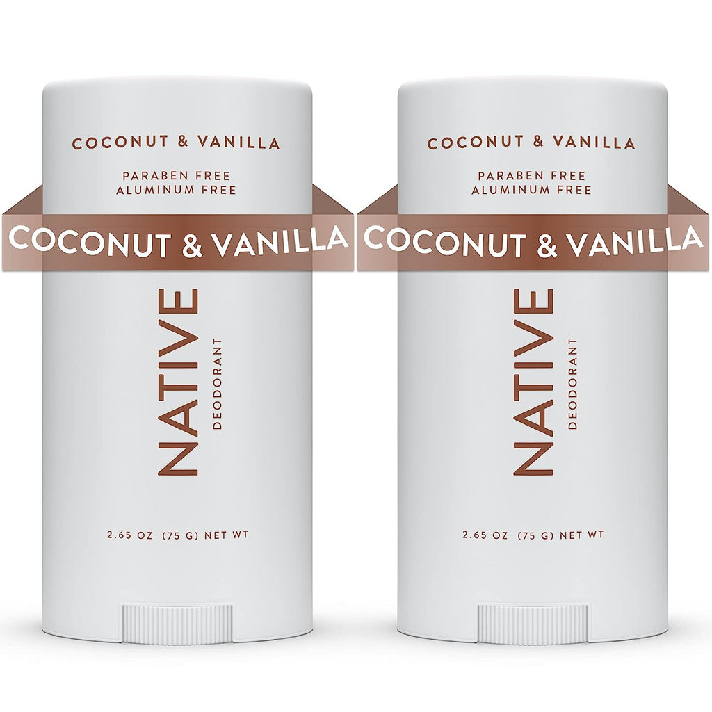 Native Deodorant | Natural Deodorant for Women and Men, Aluminum Free with Baking Soda, Probiotics, Coconut Oil and Shea Butter | Coconut &amp; Vanilla - Pack of 2