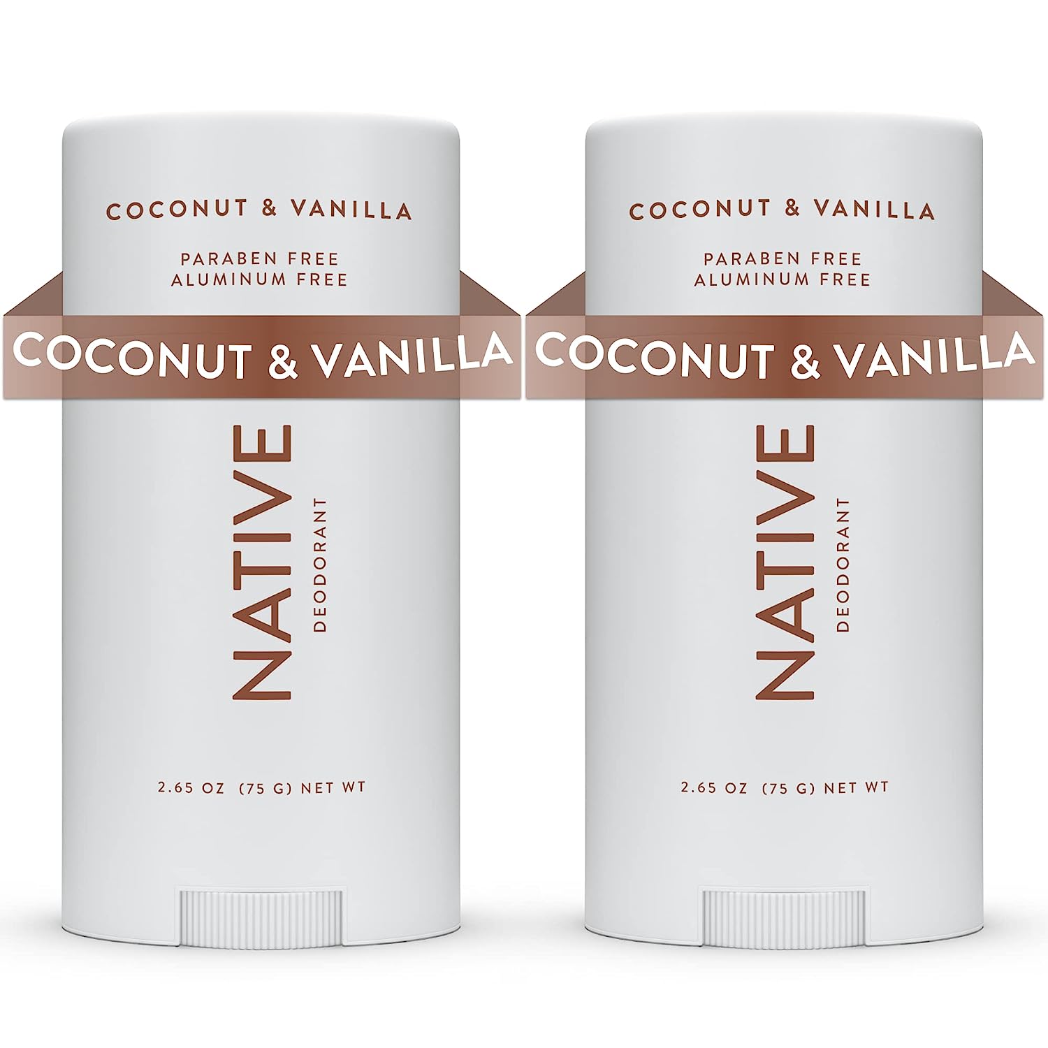 Native Deodorant | Natural Deodorant for Women and Men, Aluminum Free with Baking Soda, Probiotics, Coconut Oil and Shea Butter | Coconut &amp; Vanilla - Pack of 2