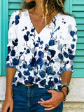 Ladies Fashion Plant Flower Print T-shirt