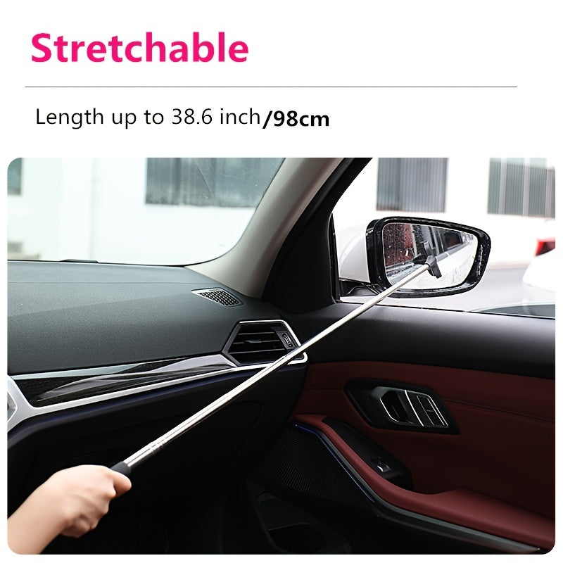2-in-1 Retractable Portable Wiper: Perfect for Cleaning Car Rearview Mirrors, Gas Station Windows, Shower Glass &amp; Windshields!