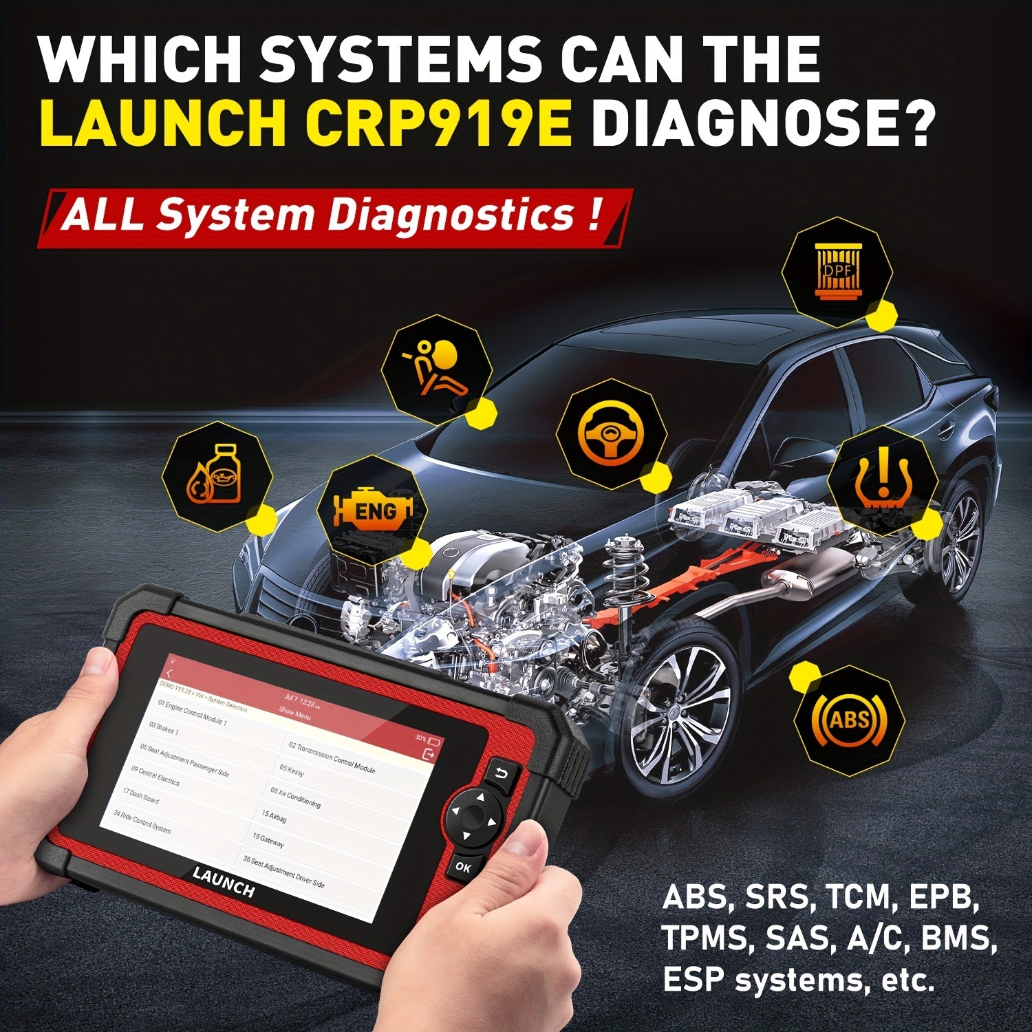 For LAUNCH X431 CRP919E Car Full System Diagnostic Tool Bidirectional Control Coding For Autoauth 31+ Reset OBD2 Scanner 2 Year Update