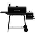 Charcoal Grill Barrel BBQ Smoker Combo Heavy Duty Steel Outdoor CooBlack