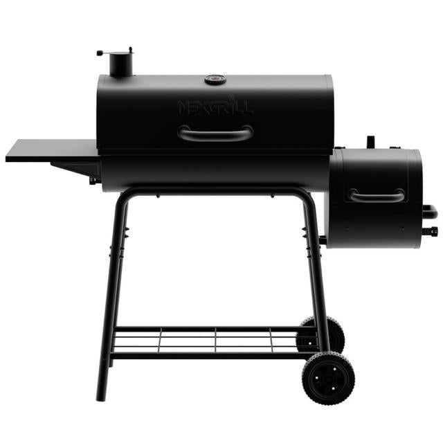 Charcoal Grill Barrel BBQ Smoker Combo Heavy Duty Steel Outdoor CooBlack