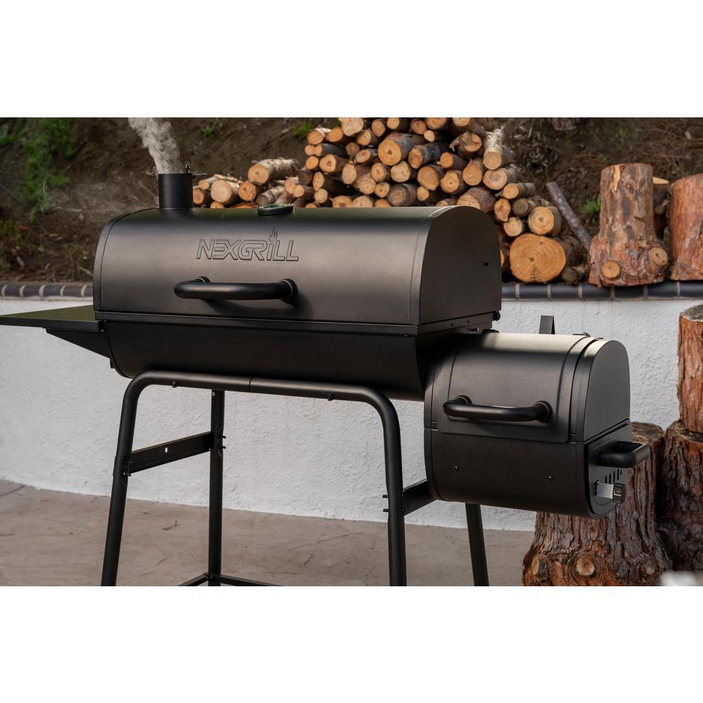 Charcoal Grill Barrel BBQ Smoker Combo Heavy Duty Steel Outdoor CooBlack