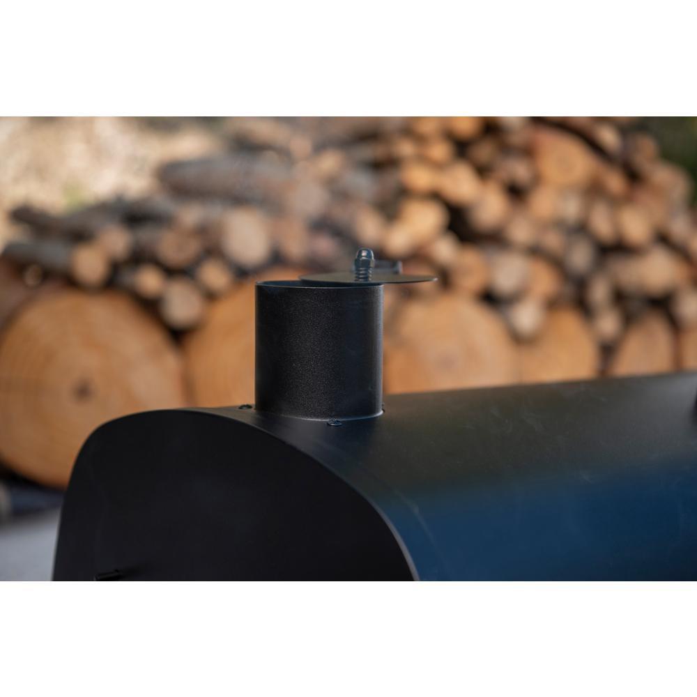 Charcoal Grill Barrel BBQ Smoker Combo Heavy Duty Steel Outdoor CooBlack