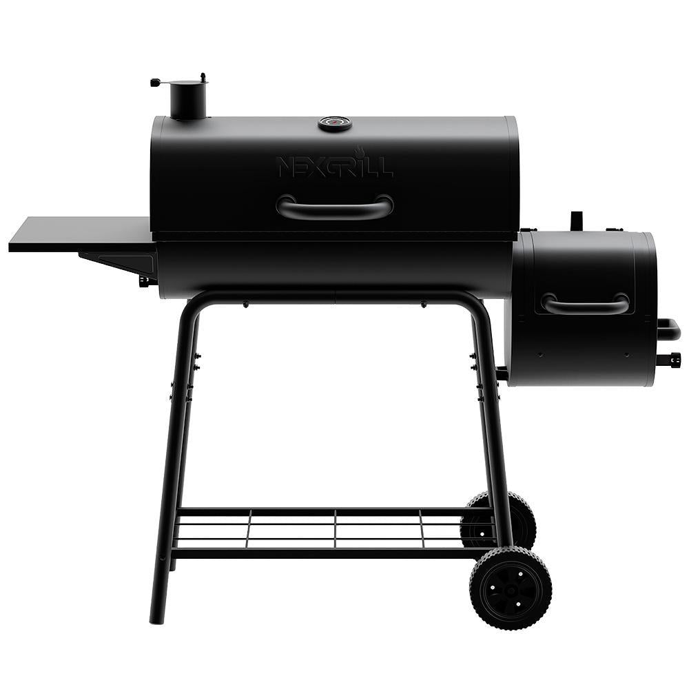 Charcoal Grill Barrel BBQ Smoker Combo Heavy Duty Steel Outdoor CooBlack