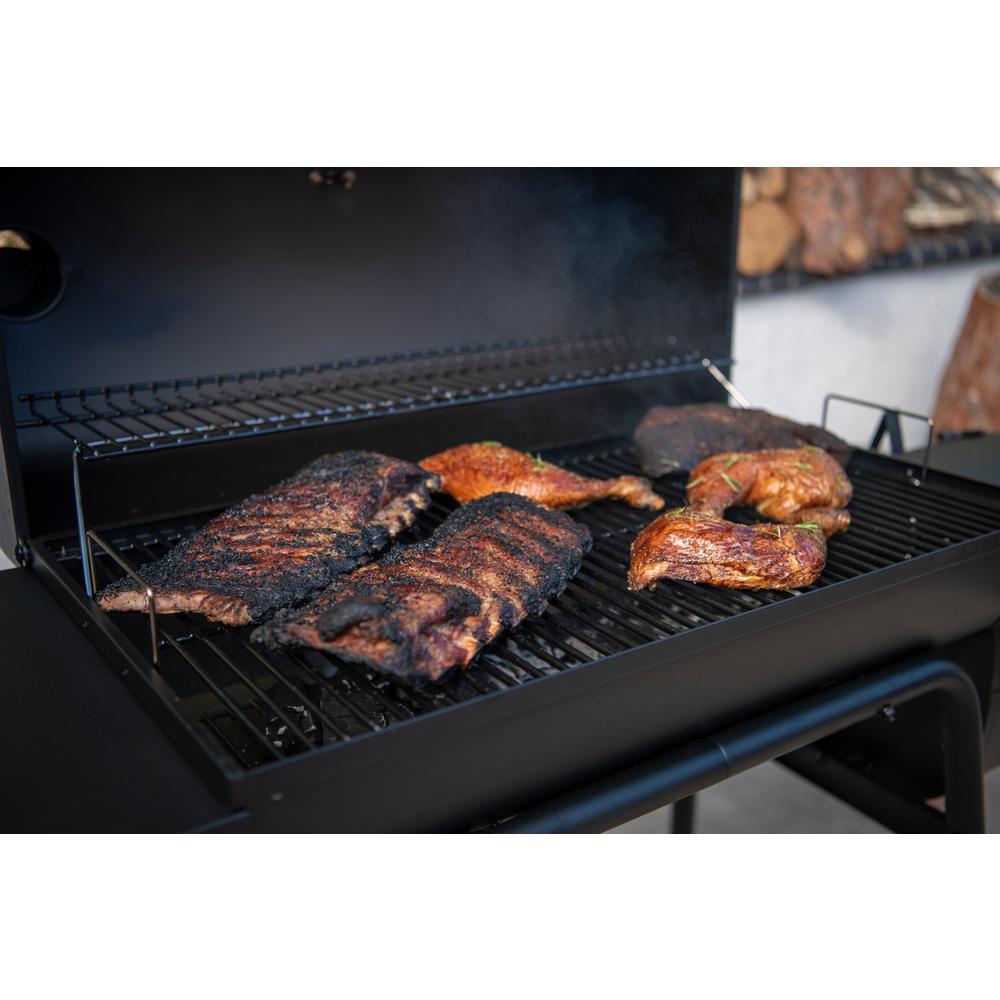 Charcoal Grill Barrel BBQ Smoker Combo Heavy Duty Steel Outdoor CooBlack