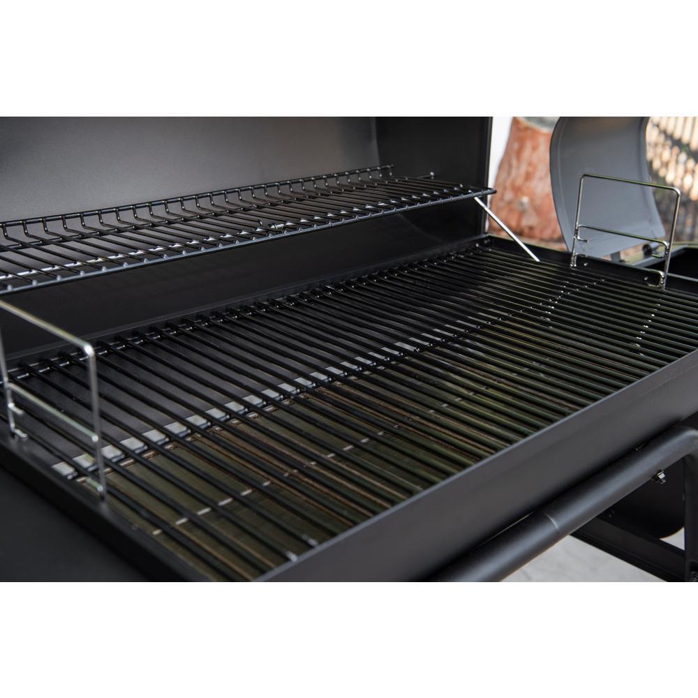 Charcoal Grill Barrel BBQ Smoker Combo Heavy Duty Steel Outdoor CooBlack