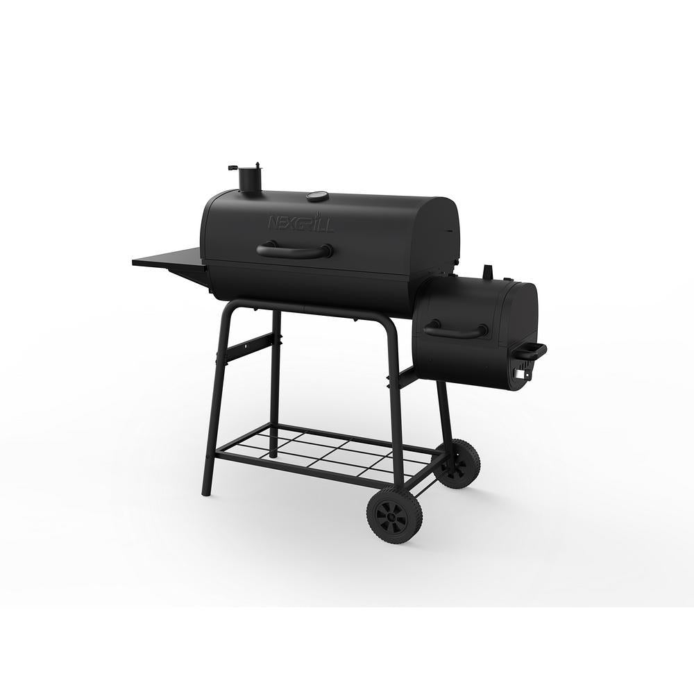 Charcoal Grill Barrel BBQ Smoker Combo Heavy Duty Steel Outdoor CooBlack