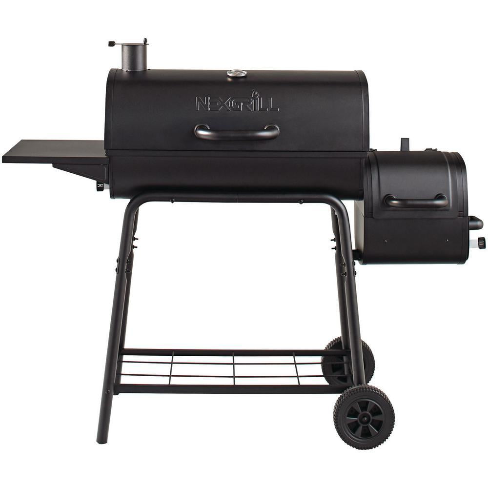 Charcoal Grill Barrel BBQ Smoker Combo Heavy Duty Steel Outdoor CooBlack