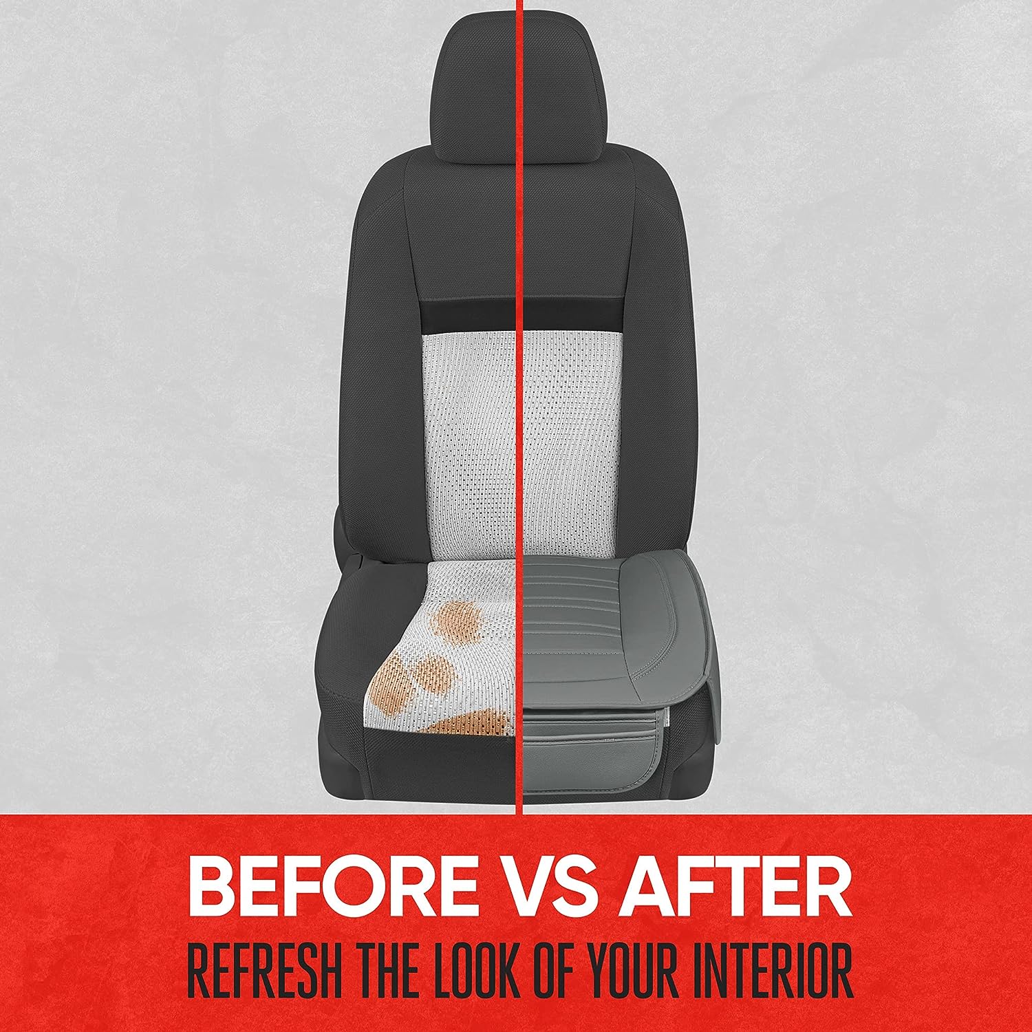 Motor Trend Gray Faux Leather 1-Piece Padded Car Seat Protector with Storage Pockets, Premium Interior Front Seat Cover for Cars Truck SUV Auto