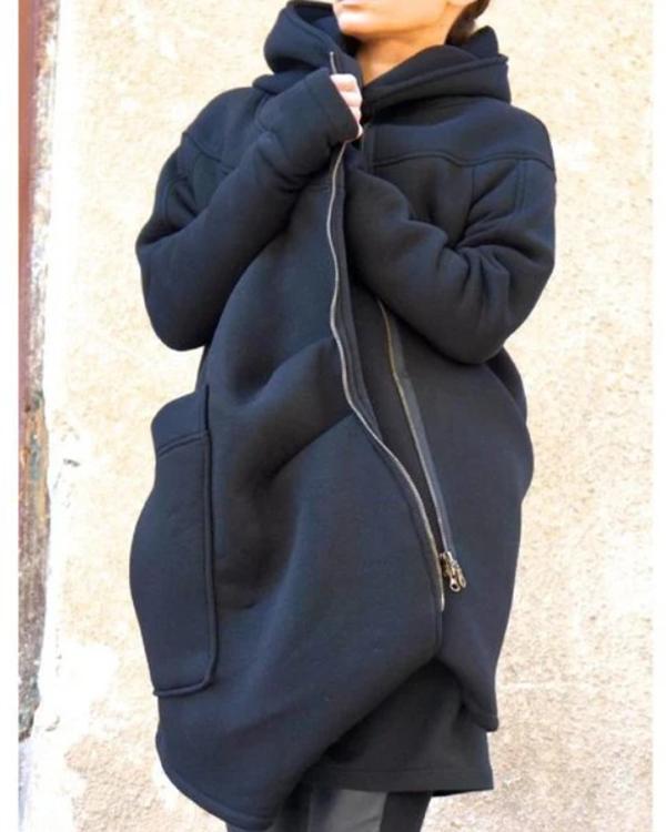 mid-length hooded sports sweatshirt