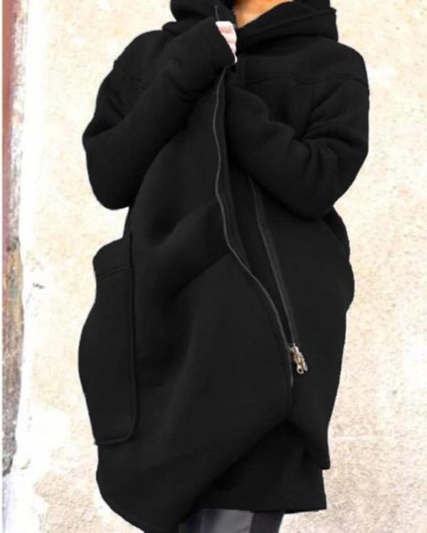 mid-length hooded sports sweatshirt