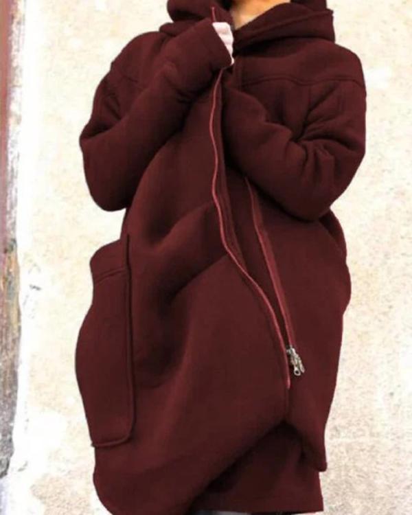 mid-length hooded sports sweatshirt